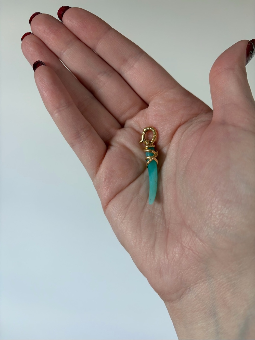 David Yurman 18K Gold and Amazonite Tusk Amulet